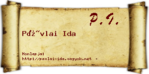 Pávlai Ida névjegykártya